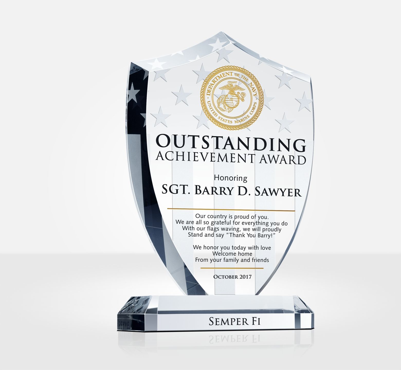 Shield Recognition Plaques for Marine Corps Service - DIY Awards