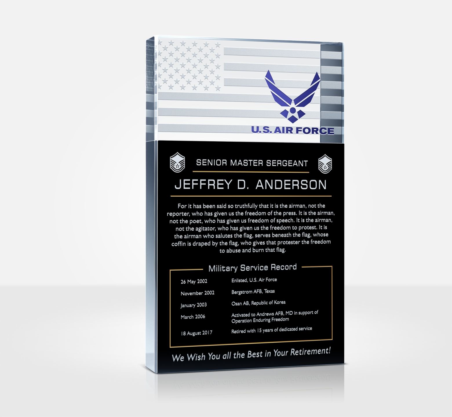 Air Force Retirement Plaque and Poem Samples - DIY Awards