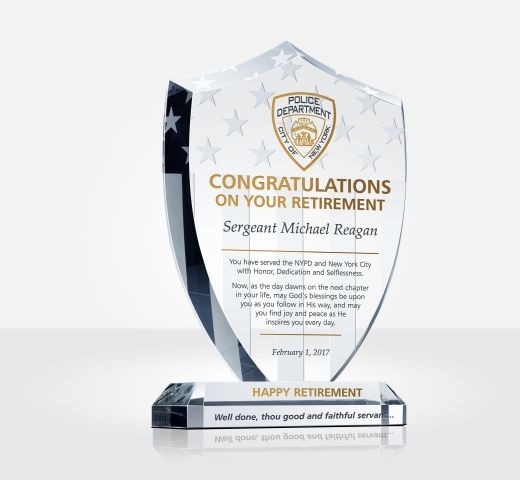 Shield Police Retirement Plaque - DIY Awards