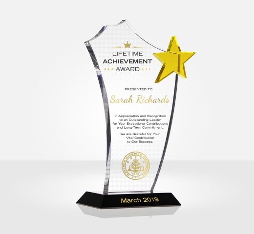 Gold Star Lifetime Achievement Award Plaque - DIY Awards