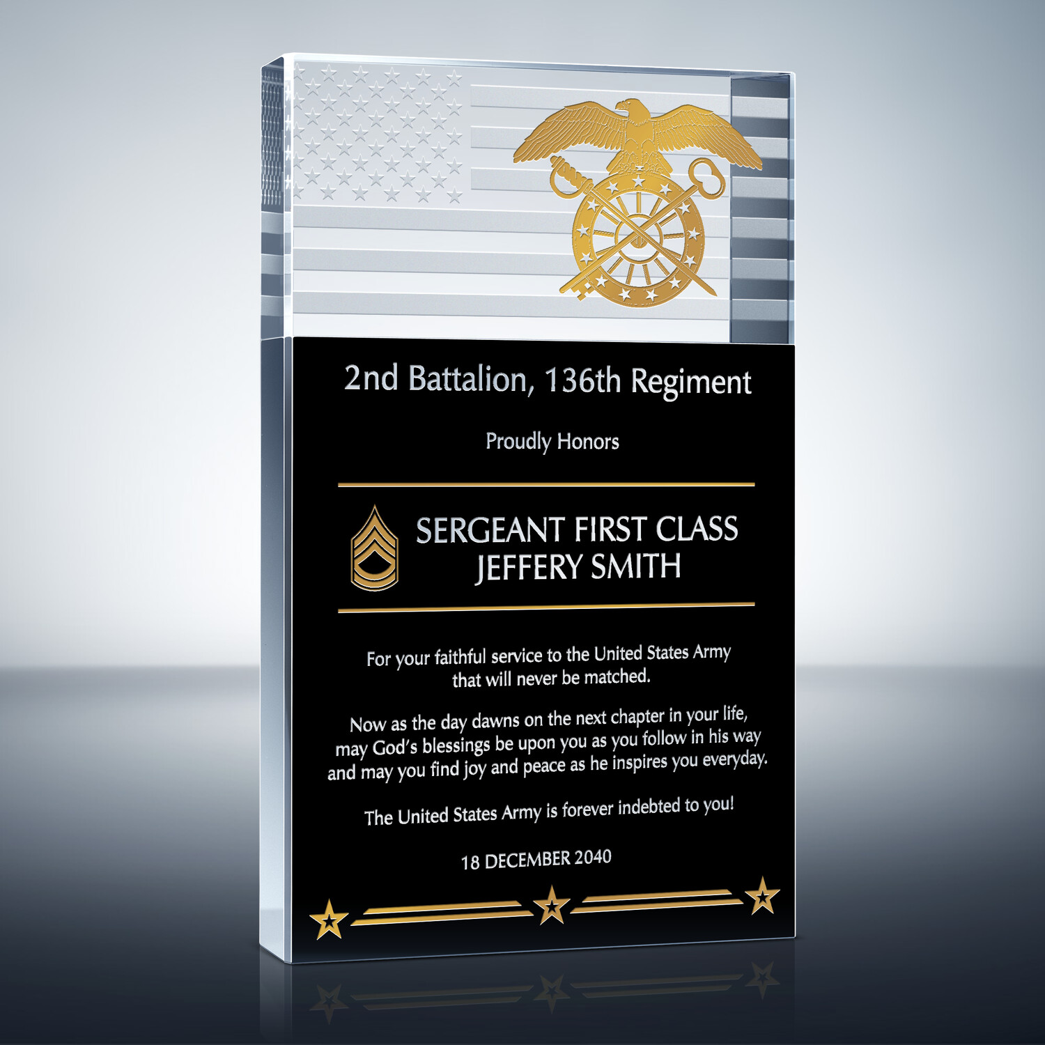 Army Service Recognition Award (#294-2) | Wording Ideas - DIY Awards