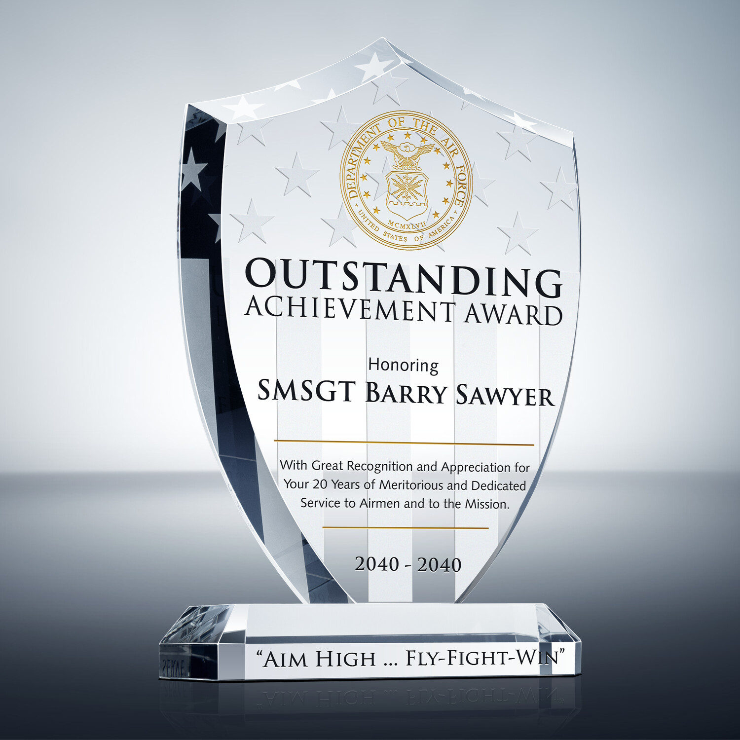 Custom Engraved Air Force Achievement Award | Wording Ideas - DIY Awards