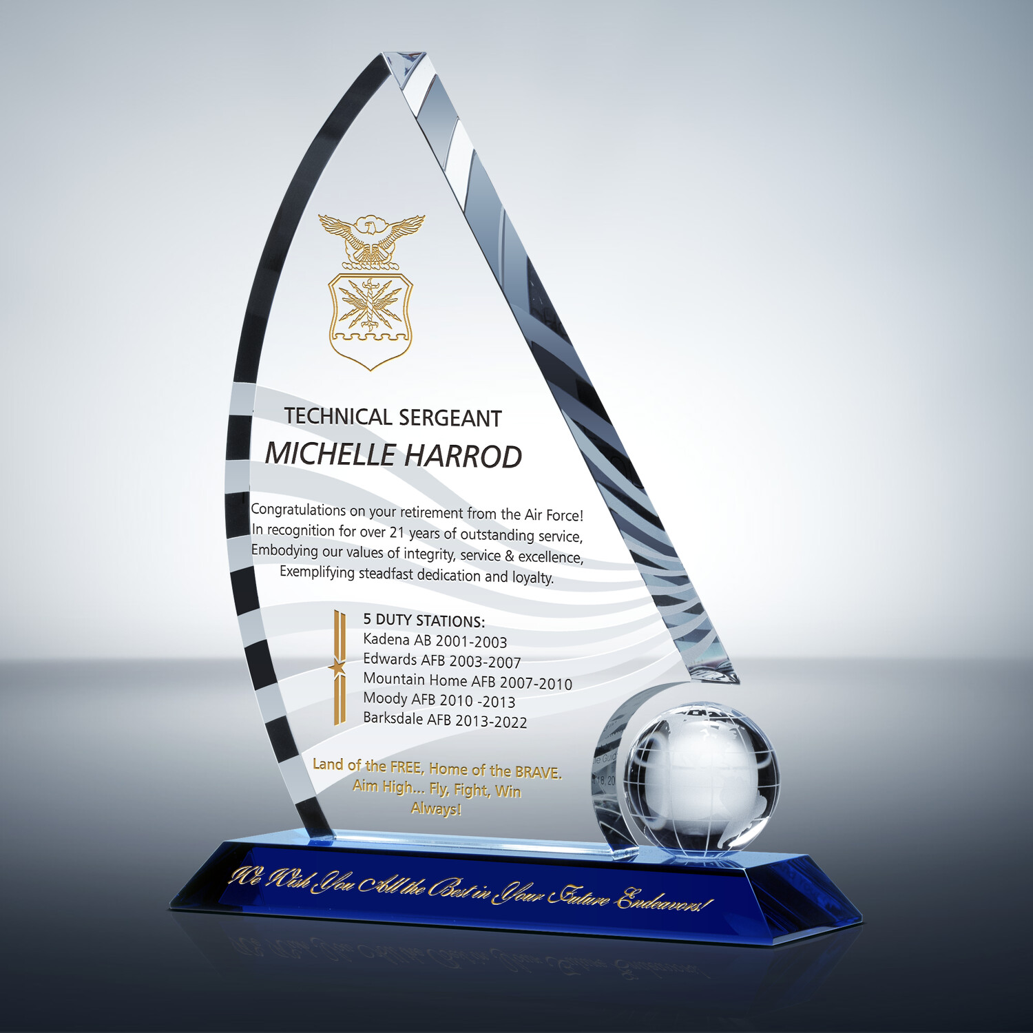 Sample Air Force Retirement Award (#318-3) | Wording Ideas | DIY Awards