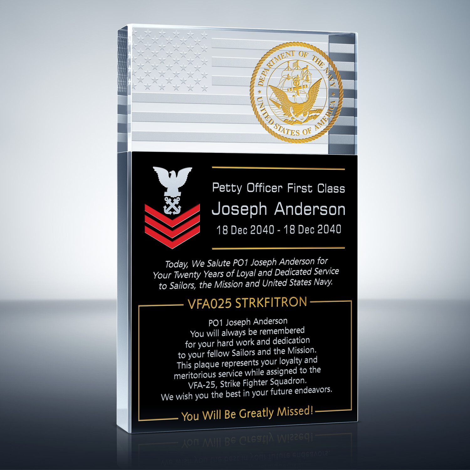 Sample Navy Retirement Wording #2 (#333-2) | Wording Ideas - DIY Awards