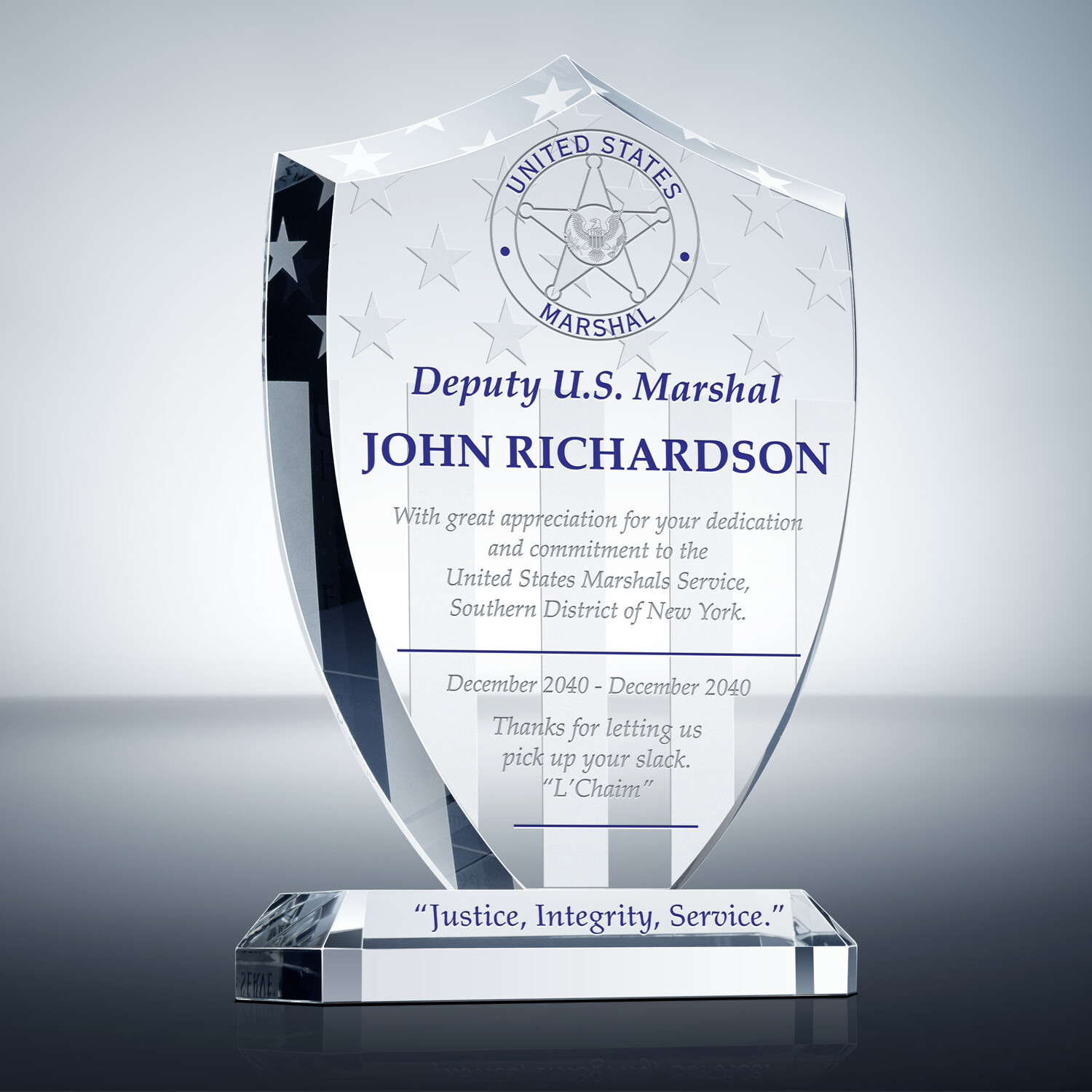 US Marshal Recognition Award (#510-3) | Wording Ideas - DIY Awards