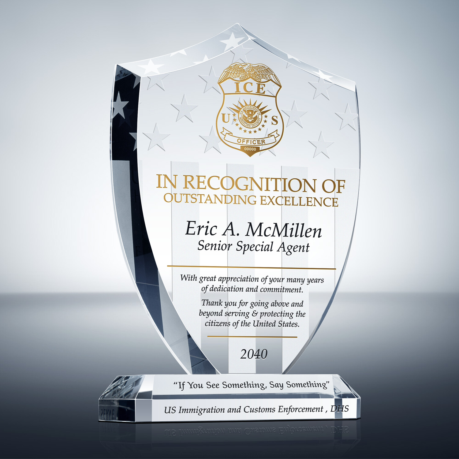 ICE Officer Recognition Plaque Personalized | Wording Ideas - DIY Awards