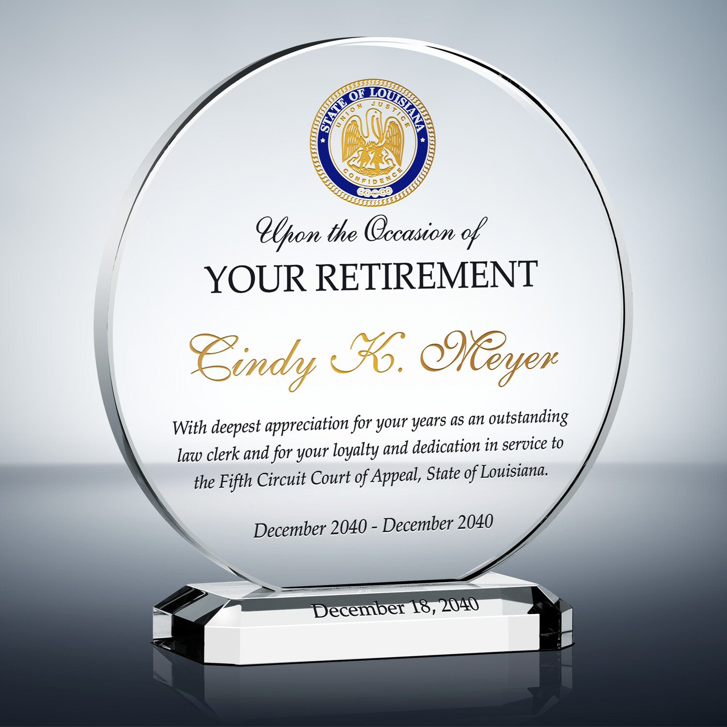 Court Clerk Retirement Award 508 4 Wording Ideas DIY Awards