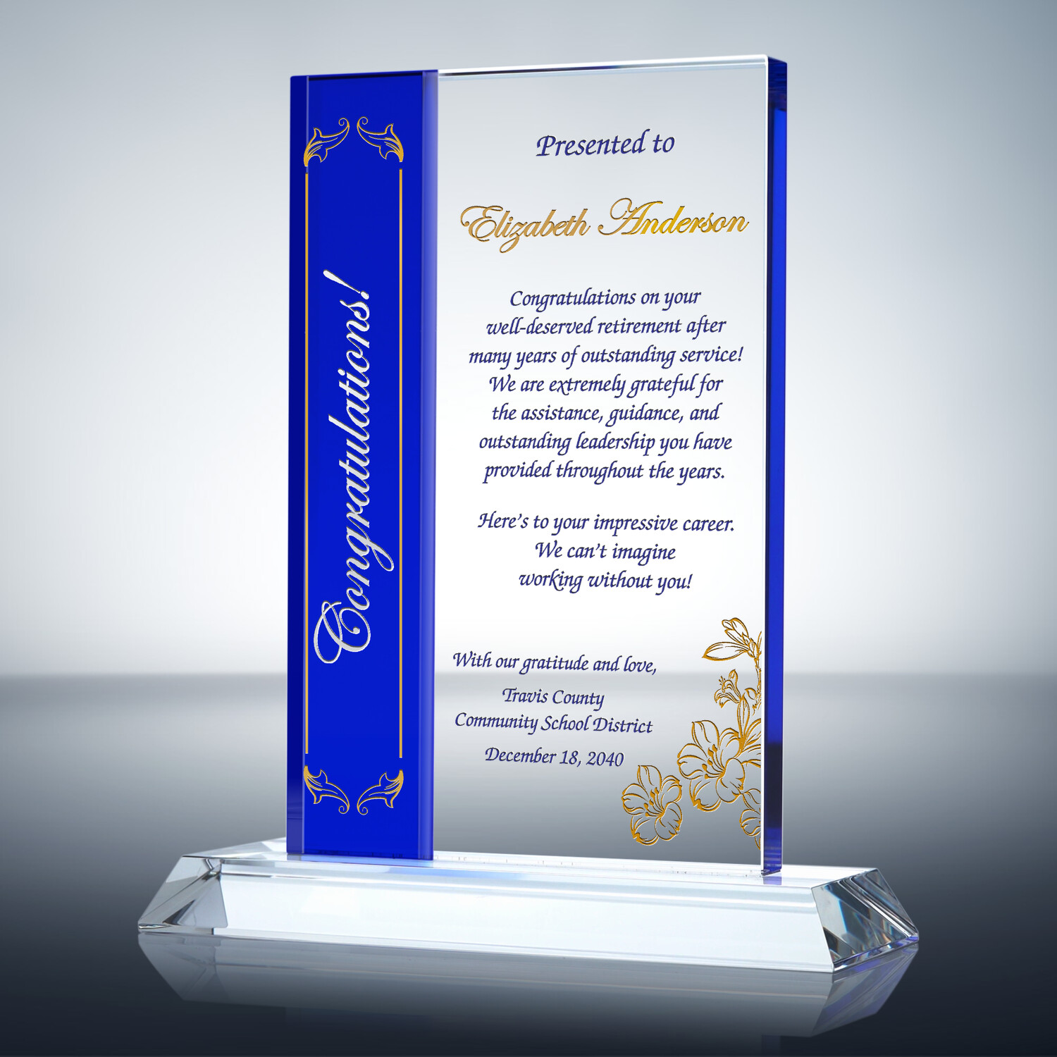 Teacher Retirement Congratulation Awards Personalized 