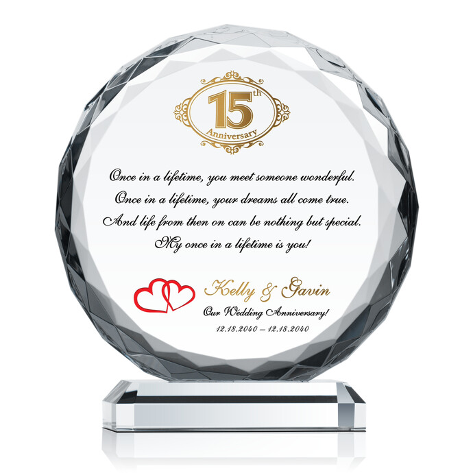 15th Wedding Anniversary Glass Heart Gifts for Couples, 15 Year Wedding  Anniversary Romantic Gifts for Wife Husband, 15 Years of Marriage Gifts for