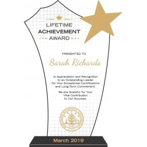 Gold Star Lifetime Achievement Award Plaque - DIY Awards